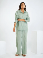 Blue Cotton Slub Co-ord Set- Set of 2