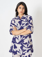 White Purple Printed Cotton Co-ord Set - Set of 2