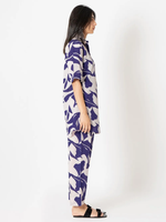 White Purple Printed Cotton Co-ord Set - Set of 2