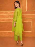 Green Sequins Work Chanderi Silk Co-ord Set - Set of 2