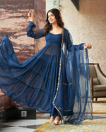 BLUE EMBROIDERED GEORGETTE SUIT SET