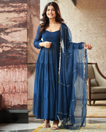 BLUE EMBROIDERED GEORGETTE SUIT SET