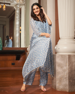 PASTEL BLUE BANDHANI SILK SUIT SET