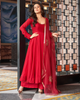 RED EMBROIDERED ANOKHA SUIT SET