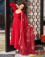 RED EMBROIDERED ANOKHA SUIT SET