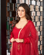 RED EMBROIDERED ANOKHA SUIT SET