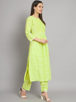 Women's Rayon Lemon A-Line Kurta Pant With Dupatta