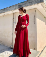 Red Elegant Georgette Silk Anarkali Suit with Modern Touch