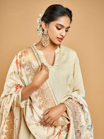 CREAM COLORED LAYERED KURTA SET