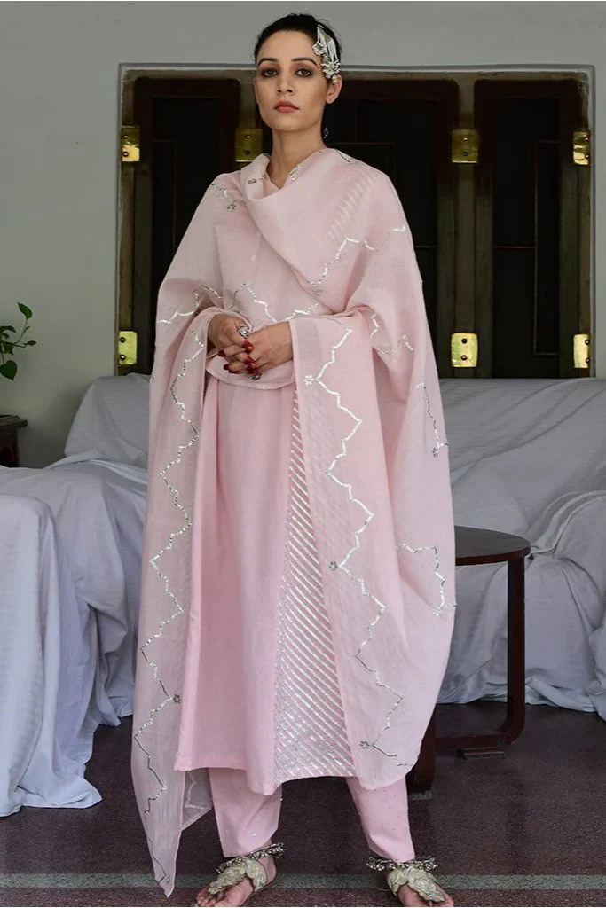 A line kurta with gota panels on the sides