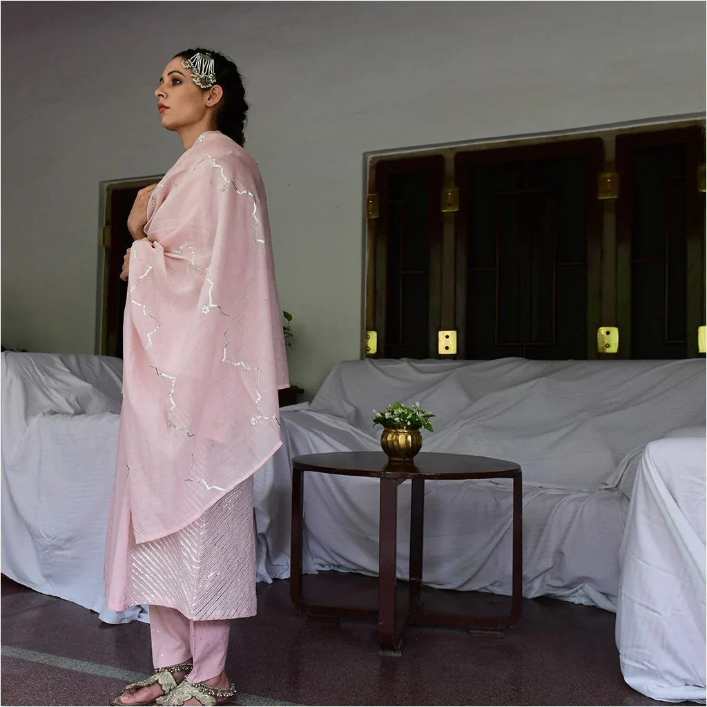 A line kurta with gota panels on the sides