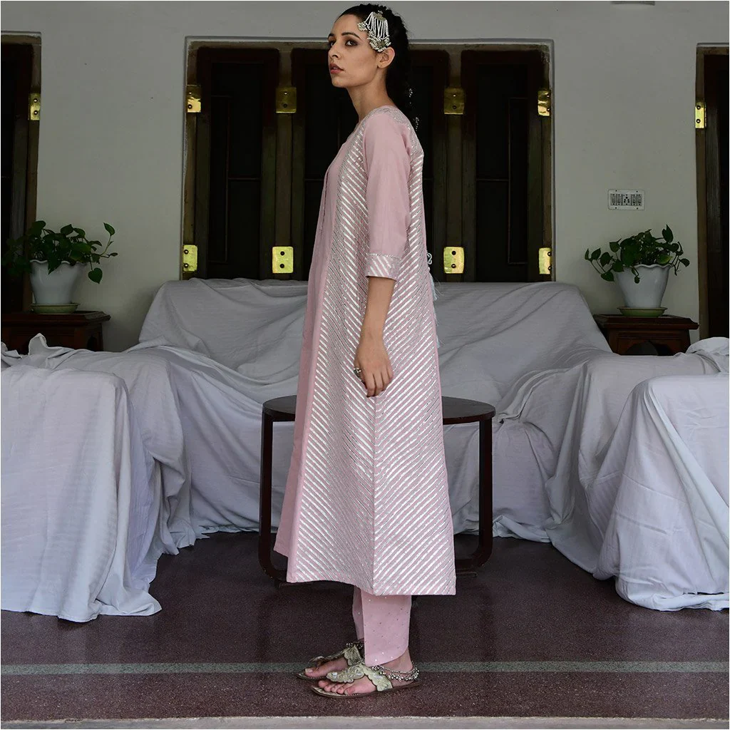 A line kurta with gota panels on the sides