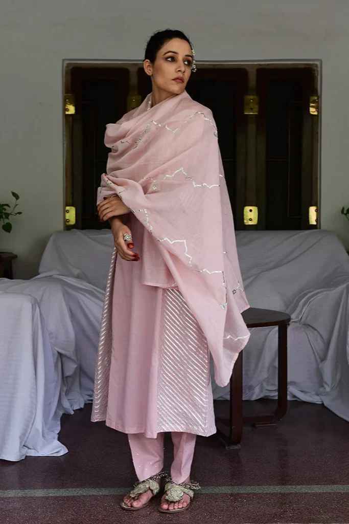 A line kurta with gota panels on the sides