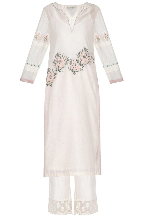 OFF-WHITE CHANDERI KURTA WITH SHANTOON PALLAZO