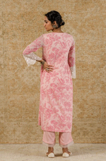 BLUSH PINK BLOCK PRINTED KOTA KURTA SET