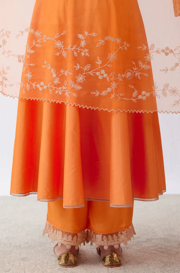 ORANGE DORI EMBROIDERED ANARKALI SET