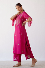 FUCHSIA HAND EMBROIDERED KURTA SET