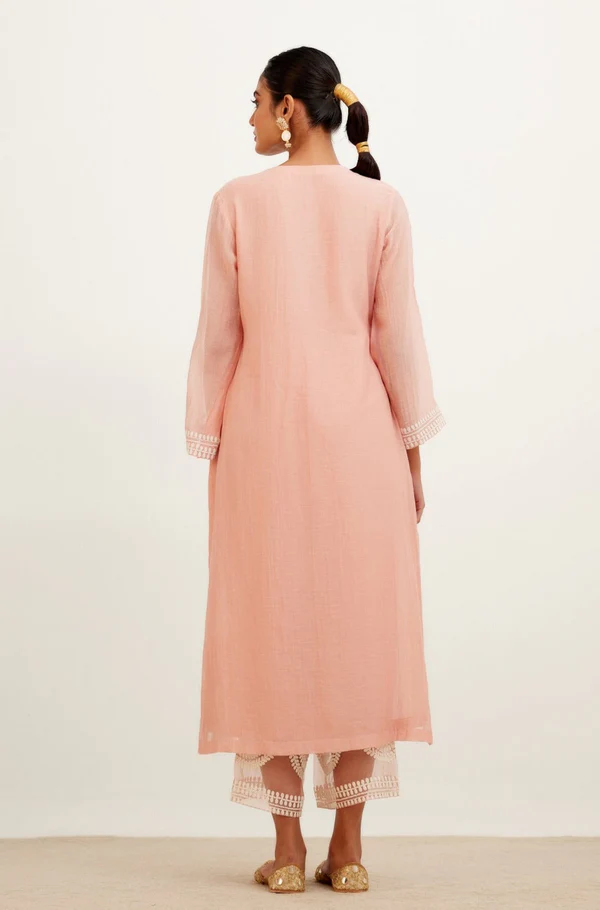 BLUSH PINK CHANDERI KURTA SET