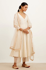 IVORY ZARI DETAILED ANARKALI SET