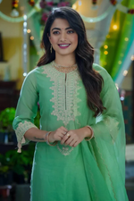 GREEN DORI EMBROIDERED KURTA SET