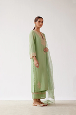 GREEN DORI EMBROIDERED KURTA SET