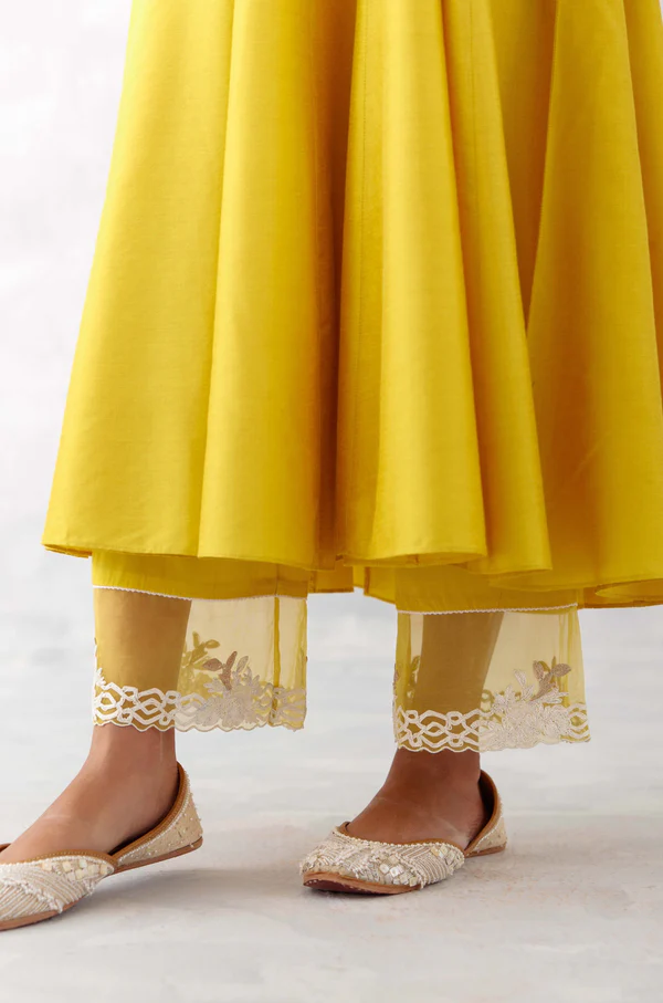 MUSTARD YELLOW EMBROIDERED ANARKALI SET