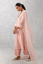 BLUSH PINK EMBROIDERED CHANDERI KURTA SET