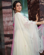 PINK CREAM EMBROIDERED MUSLIN SILK SUIT SET