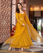 MUSTARD YELLOW EMBROIDERED GEORGETTE SUIT SET