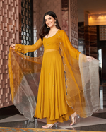 MUSTARD YELLOW EMBROIDERED GEORGETTE SUIT SET