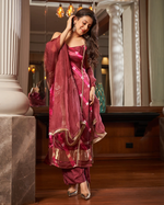 MAROON LEHERIYA SILK SUIT SET