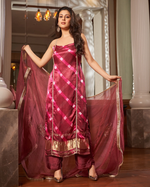 MAROON LEHERIYA SILK SUIT SET