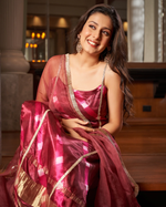 MAROON LEHERIYA SILK SUIT SET