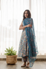 Kusha Blue Cotton Anarkali Set With Doriya Dupatta