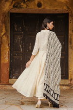 Maya Chikan Anarkali Set With Cotton Bagru Print Dupatta