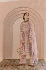 Shriya Peach Cotton Kurta Set With Organza Dupatta