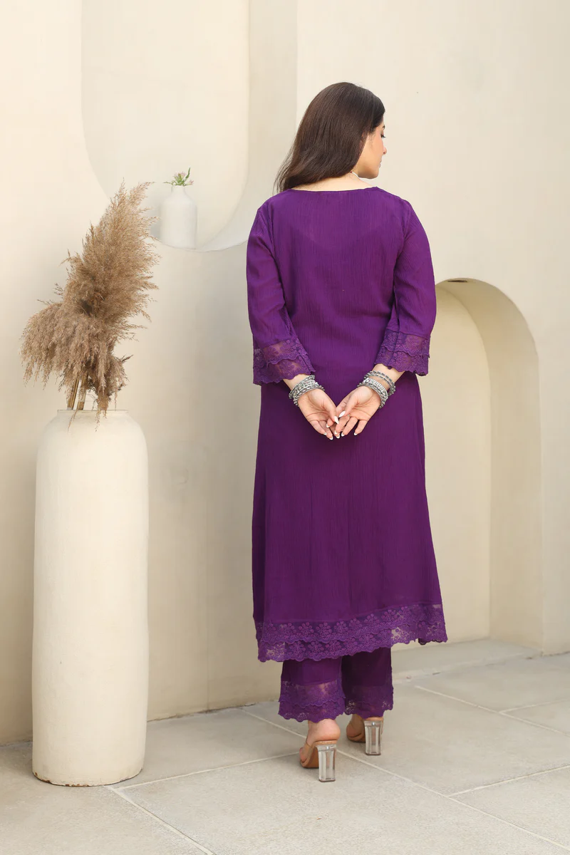 Violet Dreams Cotton Gauze Suit Set