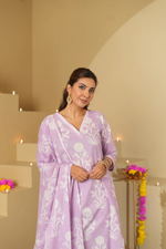 LAVENDER FLORAL COTTON SUIT SET