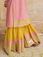 Pink Printed Cotton Sharara Suit - Set of 3