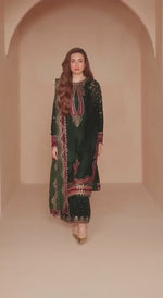 Beautiful Heavy Viscose Velvet Fabric designer Party & festive wear Kurti, Plazzo and Dupatta set